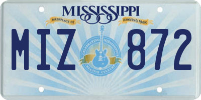 MS license plate MIZ872