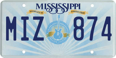 MS license plate MIZ874