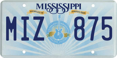 MS license plate MIZ875