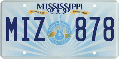 MS license plate MIZ878