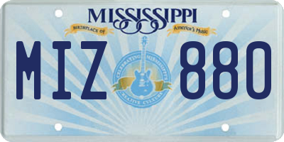 MS license plate MIZ880
