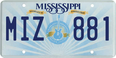 MS license plate MIZ881