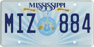 MS license plate MIZ884