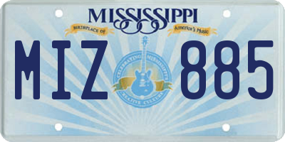 MS license plate MIZ885