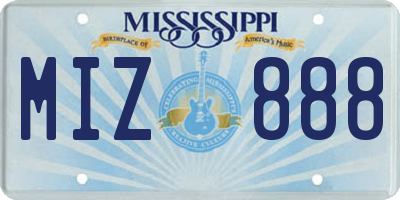 MS license plate MIZ888
