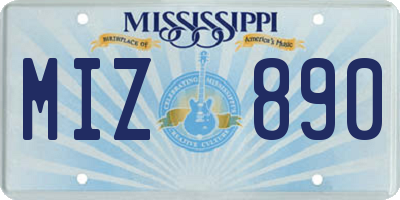 MS license plate MIZ890