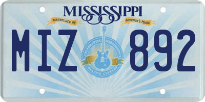 MS license plate MIZ892