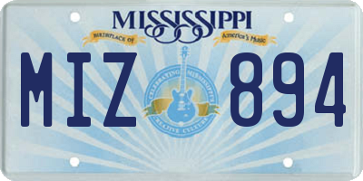 MS license plate MIZ894
