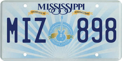 MS license plate MIZ898