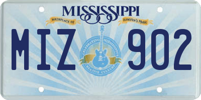 MS license plate MIZ902