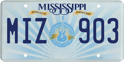 MS license plate MIZ903