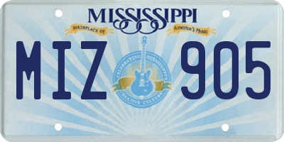 MS license plate MIZ905