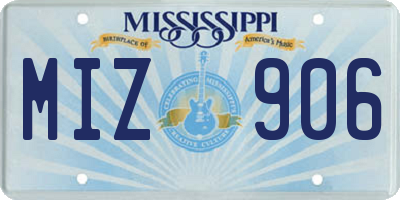MS license plate MIZ906