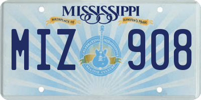 MS license plate MIZ908