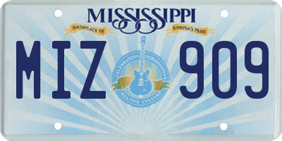 MS license plate MIZ909