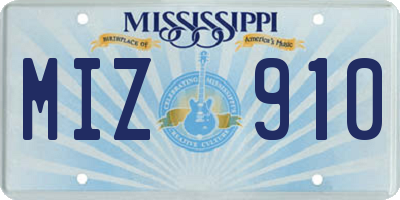 MS license plate MIZ910