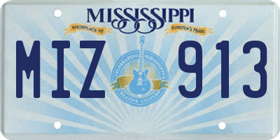 MS license plate MIZ913
