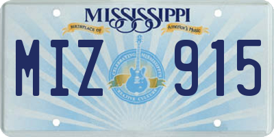 MS license plate MIZ915