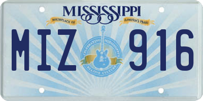 MS license plate MIZ916