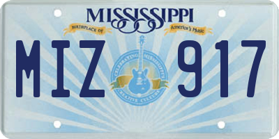 MS license plate MIZ917