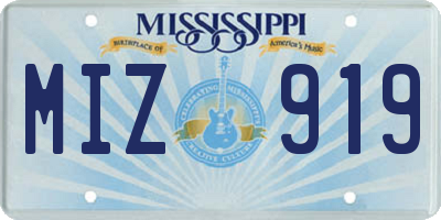 MS license plate MIZ919