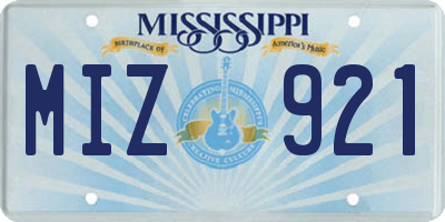 MS license plate MIZ921