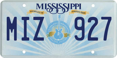 MS license plate MIZ927