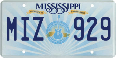 MS license plate MIZ929