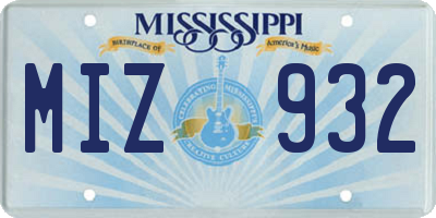 MS license plate MIZ932
