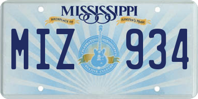 MS license plate MIZ934
