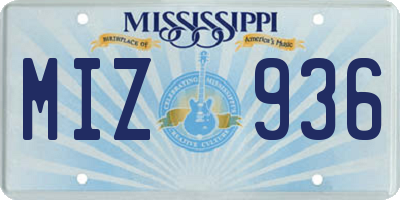 MS license plate MIZ936