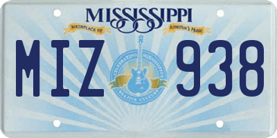 MS license plate MIZ938