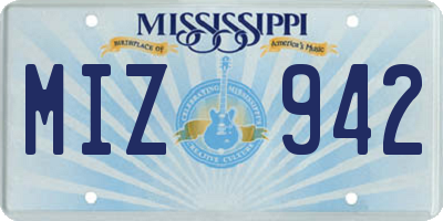 MS license plate MIZ942