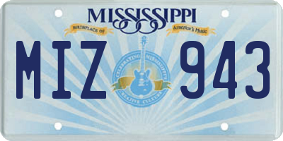 MS license plate MIZ943