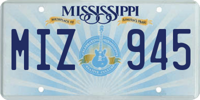 MS license plate MIZ945