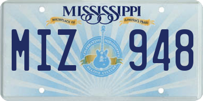 MS license plate MIZ948
