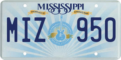 MS license plate MIZ950
