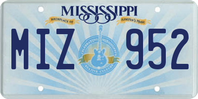 MS license plate MIZ952