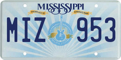 MS license plate MIZ953