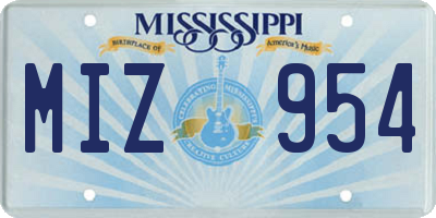 MS license plate MIZ954