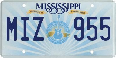 MS license plate MIZ955