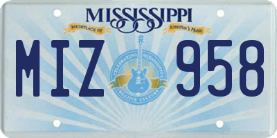MS license plate MIZ958