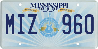 MS license plate MIZ960