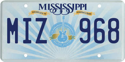 MS license plate MIZ968