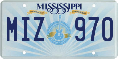 MS license plate MIZ970