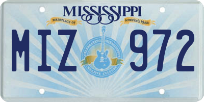 MS license plate MIZ972