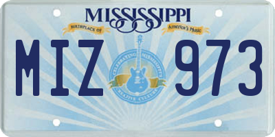 MS license plate MIZ973