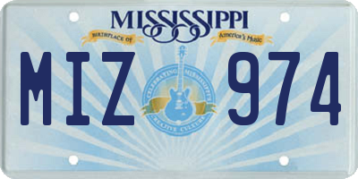 MS license plate MIZ974