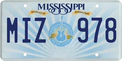 MS license plate MIZ978