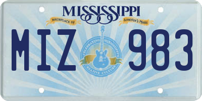 MS license plate MIZ983